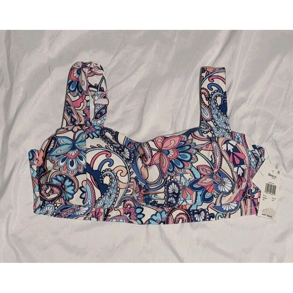 Raisins Curve Womens Plus Size 18W Padded Multicolor Paisley Swim Bikini Top